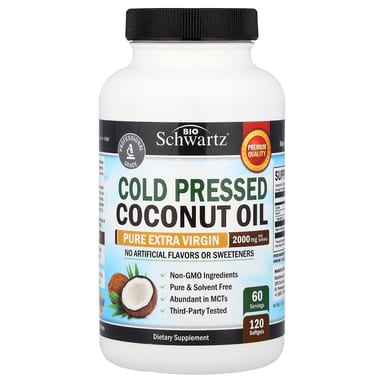 Кокосовое масло BioSchwartz Pure Extra Virgin, вкус Cold Pressed Coconut Oil, 1000 мг, 120 мягких капсул