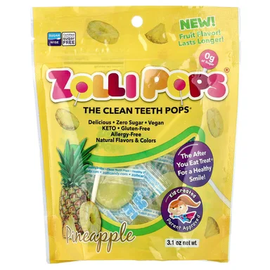 Фото товара: Леденцы для чистки зубов Zollipops, ананас, 3.1 унции