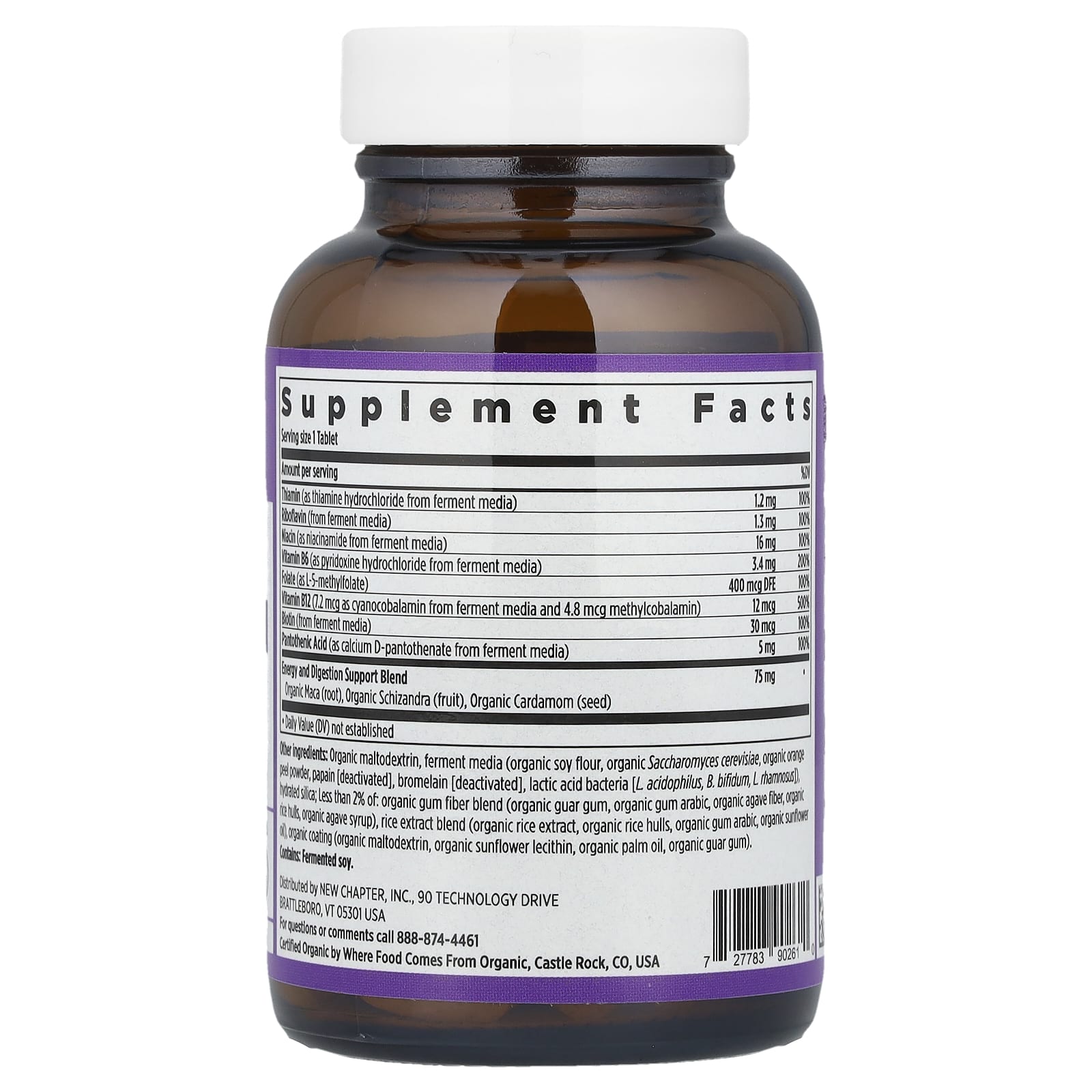 Комплекс витаминов B New Chapter Fermented 60 Vegan Tablets, таблетки — фото 2