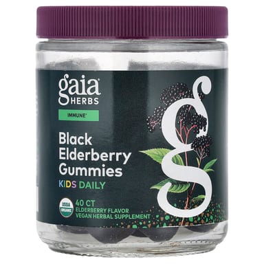 Бузина Gaia Herbs Daily, вкус Elderberry, 40 жевательных пастилок