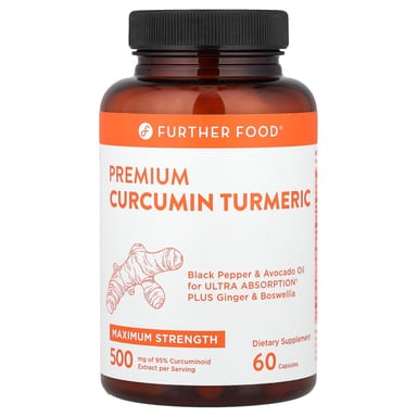Куркумин Further Food Premium Turmeric Maximum Strength, 500 мг, 60 капсул