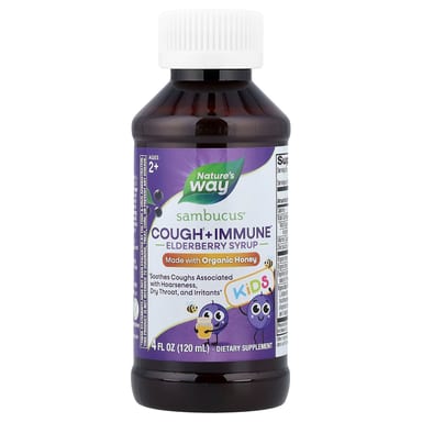 Бузина Nature's Way Sambucus® Cough Immune Syrup With Organic Honey, бузина, для детей от 2 лет, 120 мл