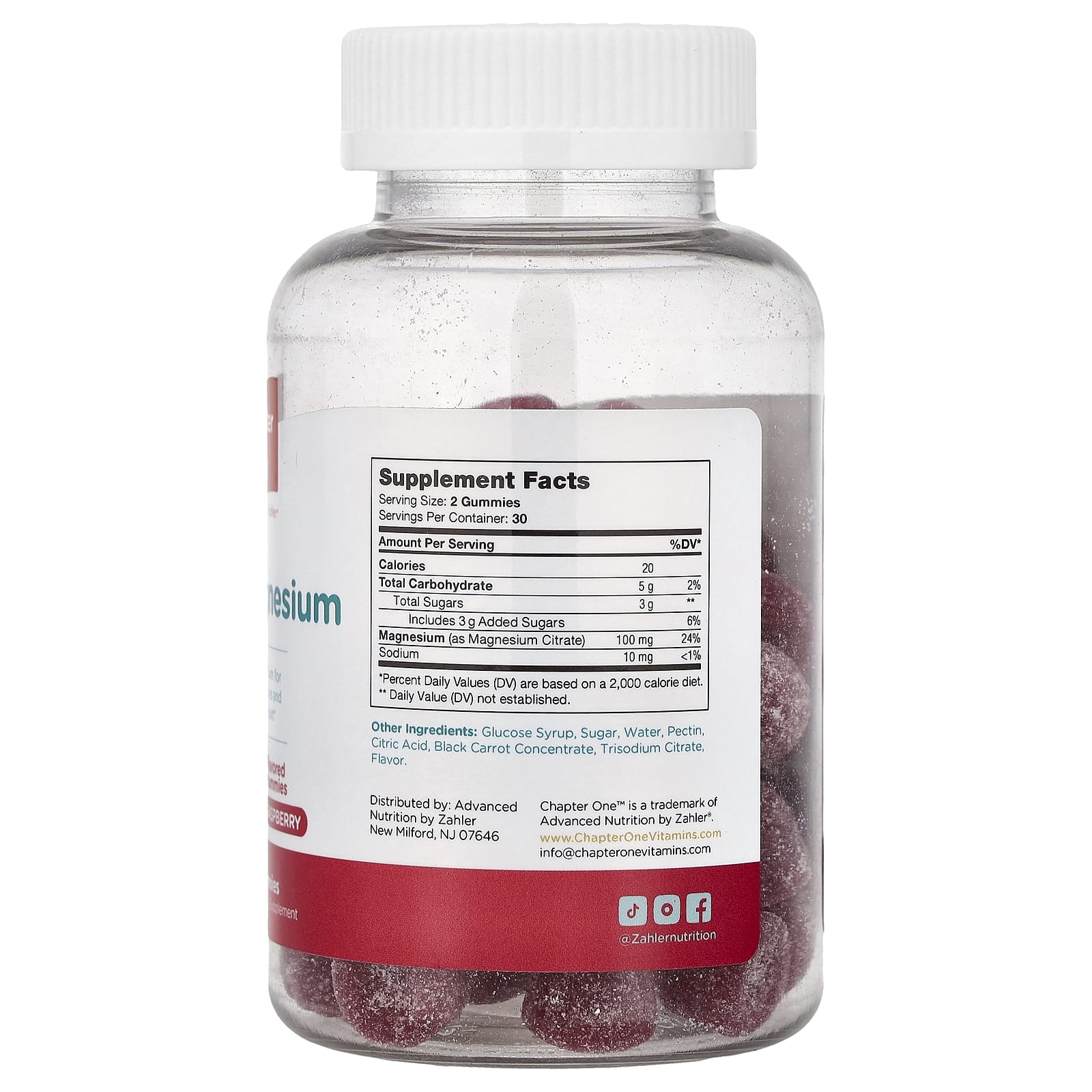 Магний Chapter One Gummies, вкус Raspberry, 50 мг на пастилку, 60 жевательных пастилок — фото 2