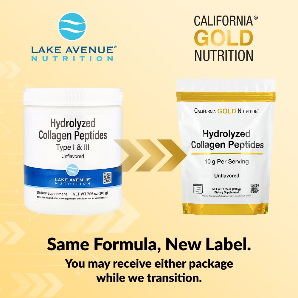 Коллаген California Gold Nutrition Hydrolyzed Peptides Type I & III, без вкуса, 200 г — фото 2