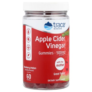 Яблочный уксус Trace Gummies, вкус Strawberry Melon, 500 мг, 60 жевательных пастилок