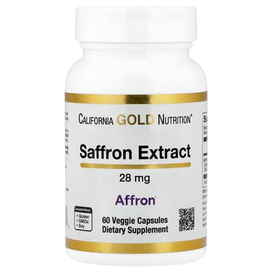 Шафран California Gold Nutrition Extract with Affron®, 28 мг, 60 растительных капсул
