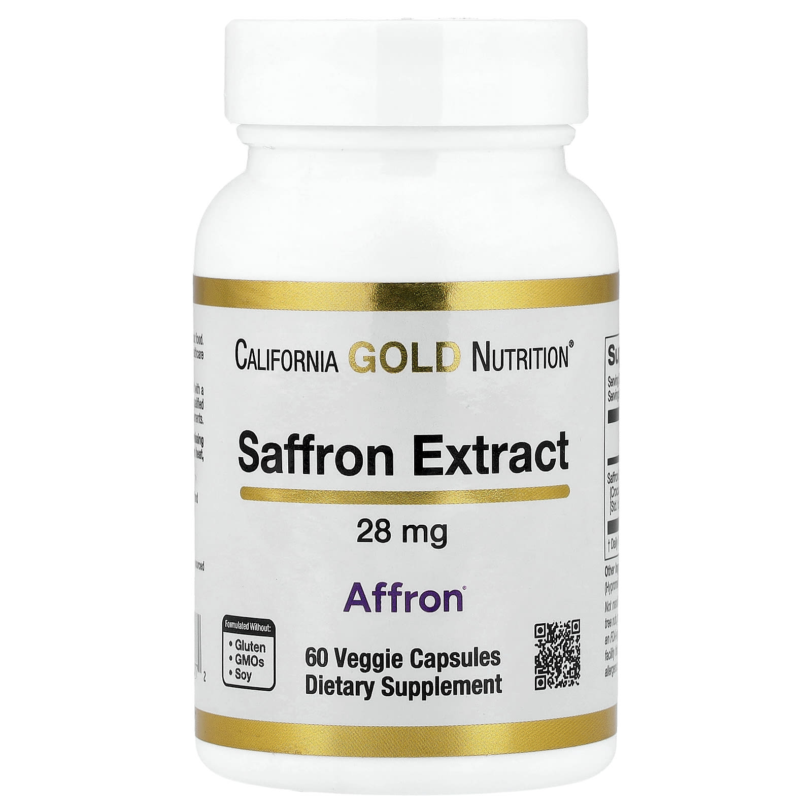 Шафран California Gold Nutrition Extract with Affron®, 28 мг, 60 растительных капсул — фото 3