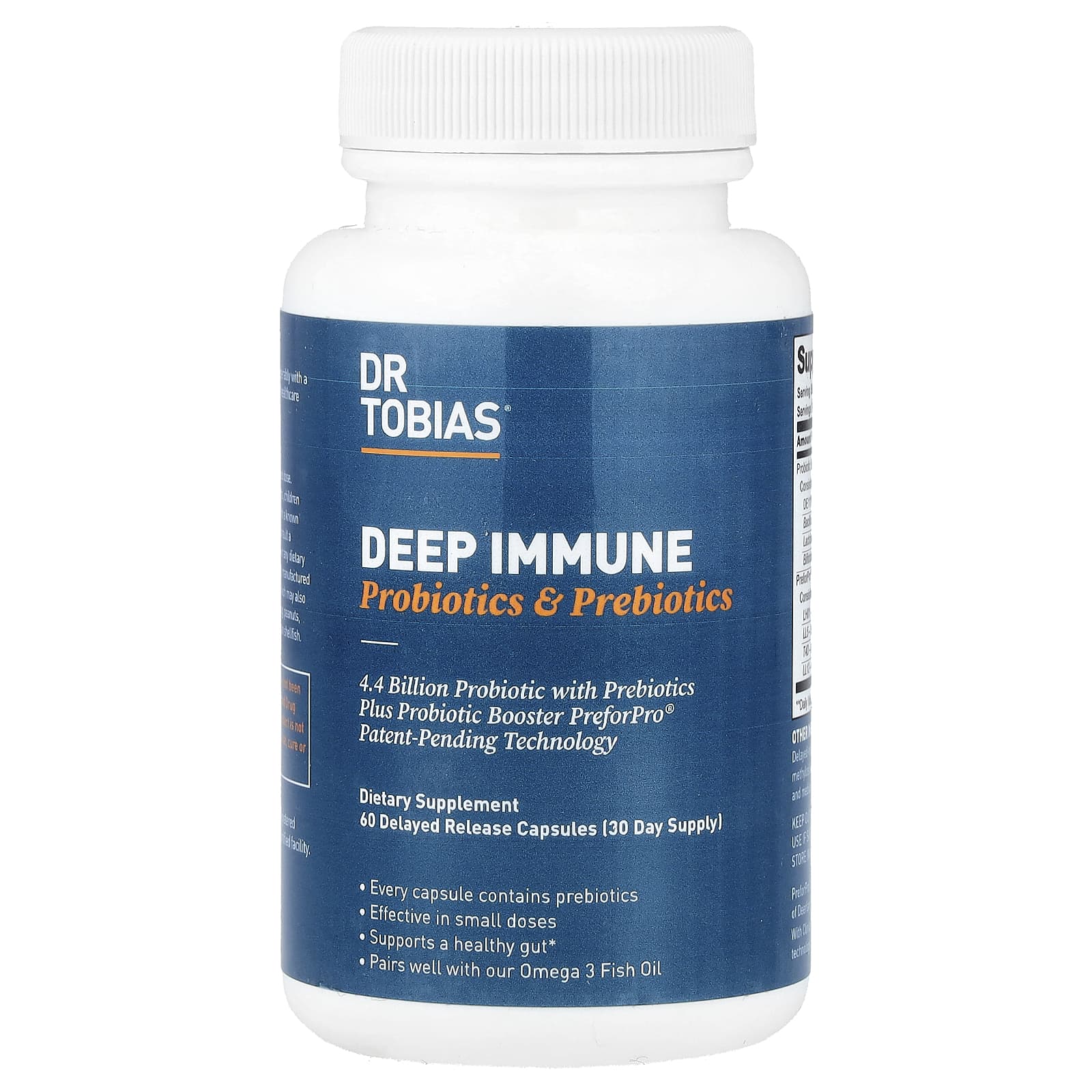 Пребиотик Dr. Tobias Deep Immune Probiotics & 60 Delayed Release Capsules, капсулы