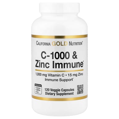 Цинк California Gold Nutrition C-1000 & Immune, 120 растительных капсул