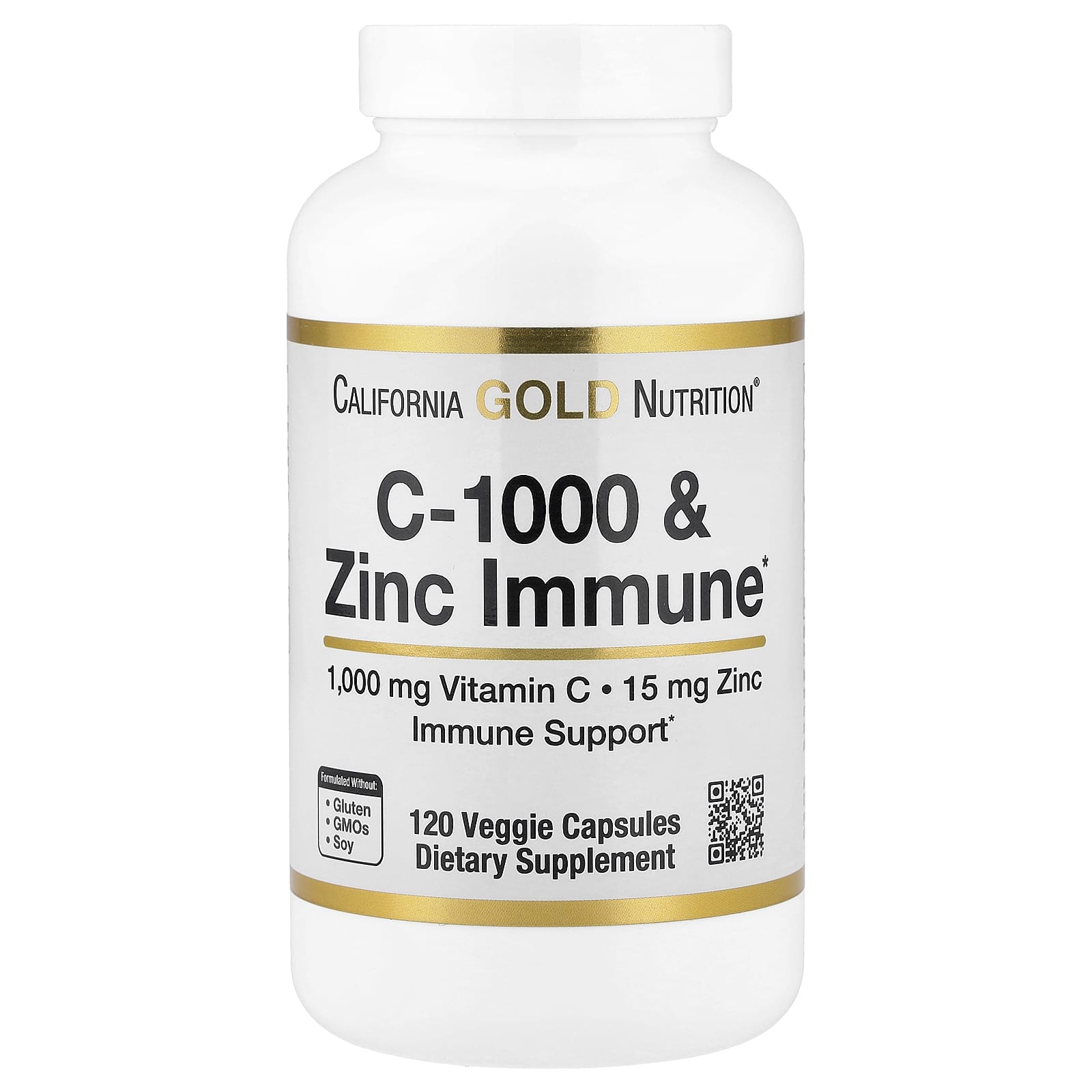 Цинк California Gold Nutrition C-1000 & Immune, 120 растительных капсул — фото 3