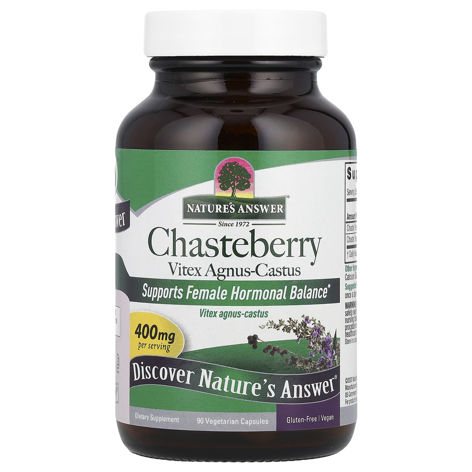 Витекс Nature's Answer Vitex Agnus-Castus, вкус Chasteberry, 400 мг, 90 растительных капсул