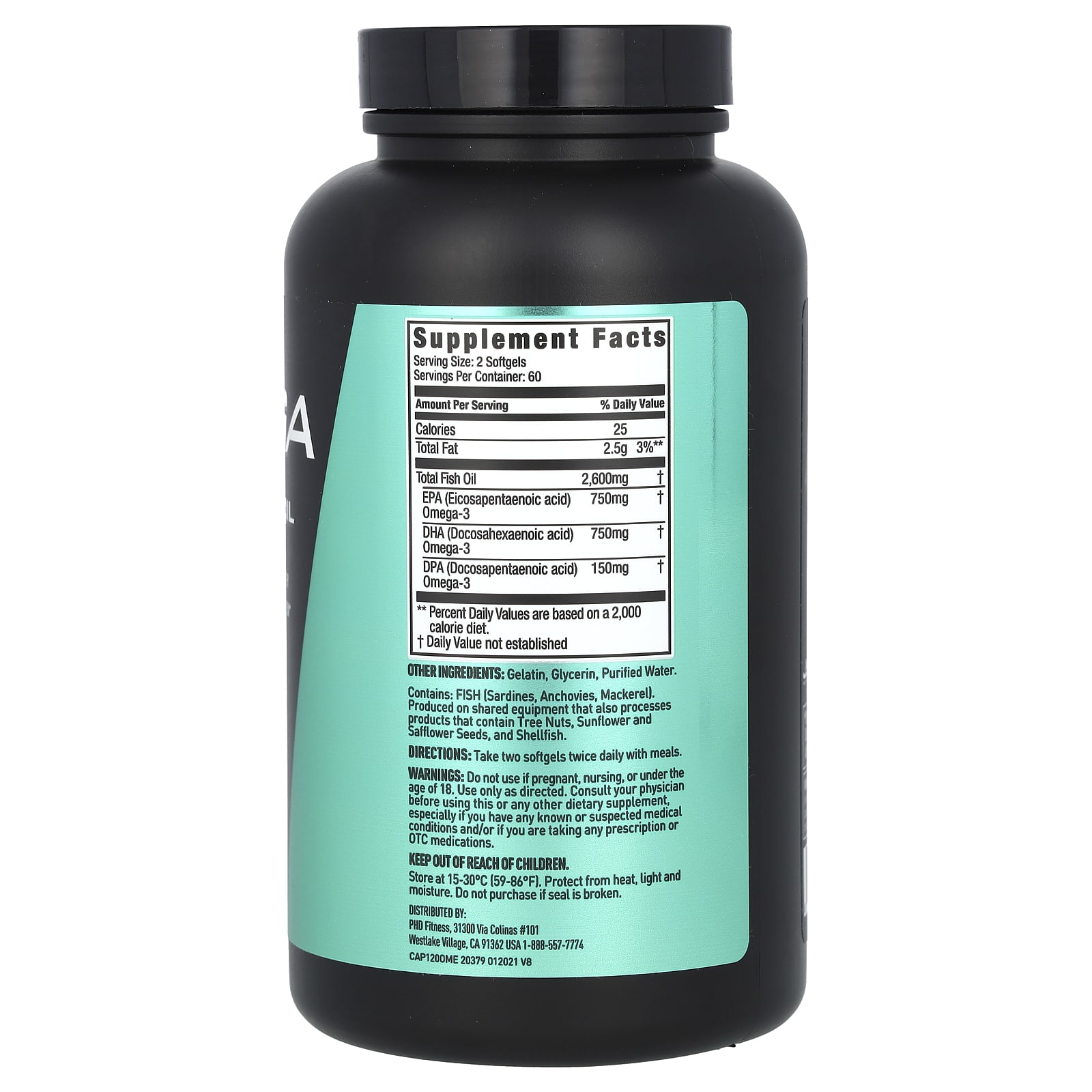 Рыбий жир JYM Supplement Science Omega, 1300 мг, 120 мягких капсул — фото 2