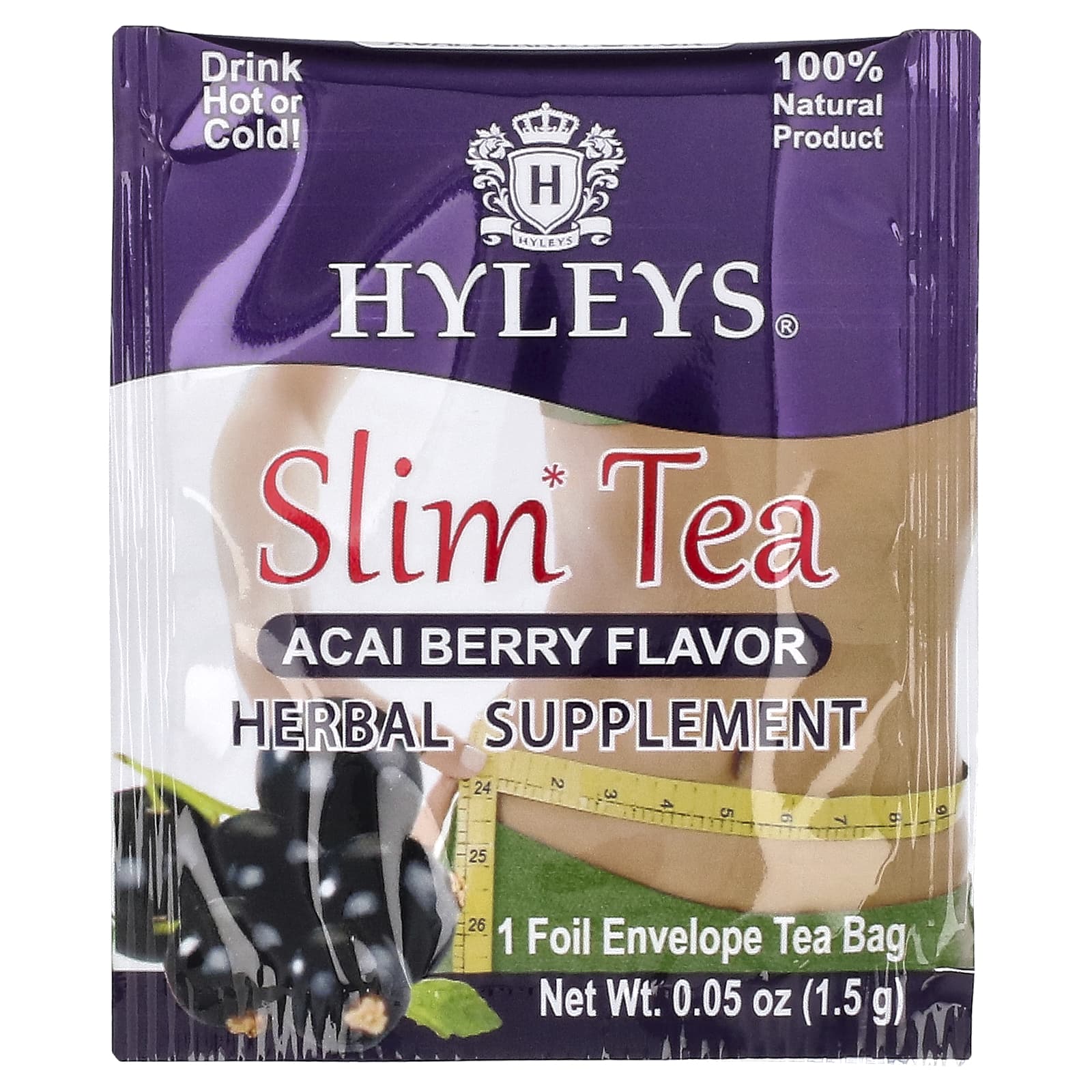 Чайные пакетики Hyleys Tea Slim Tea 25 Foil Envelope, вкус Acai Berry, 37.5 г — фото 3
