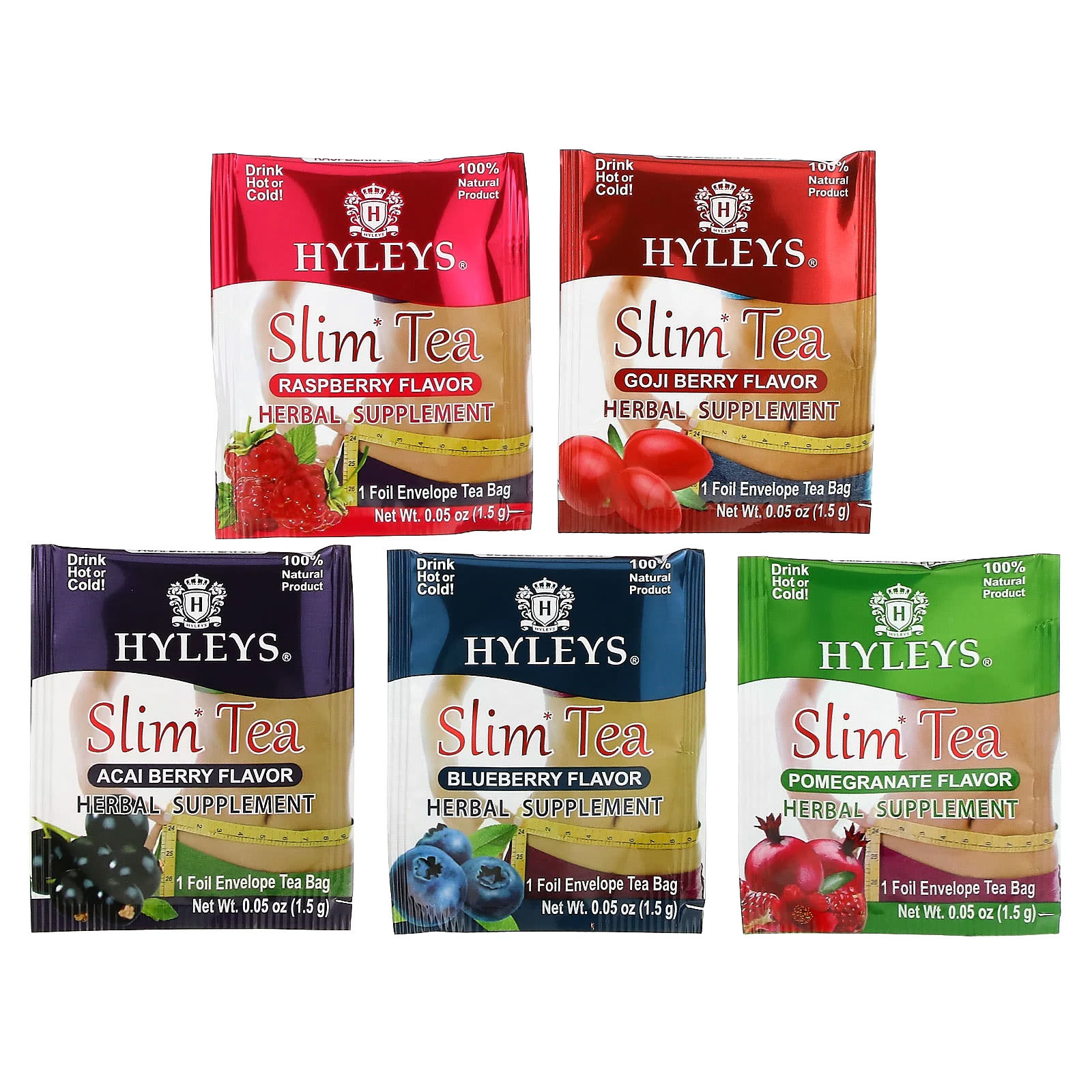 Чайные пакетики Hyleys Tea Slim Tea Assorted Tea Collections 42 Foil Envelope, 63 г — фото 3