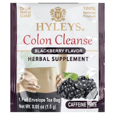 Чайные пакетики Hyleys Tea Colon Cleanse 25, без кофеина, вкус Blackberry, 37.5 г