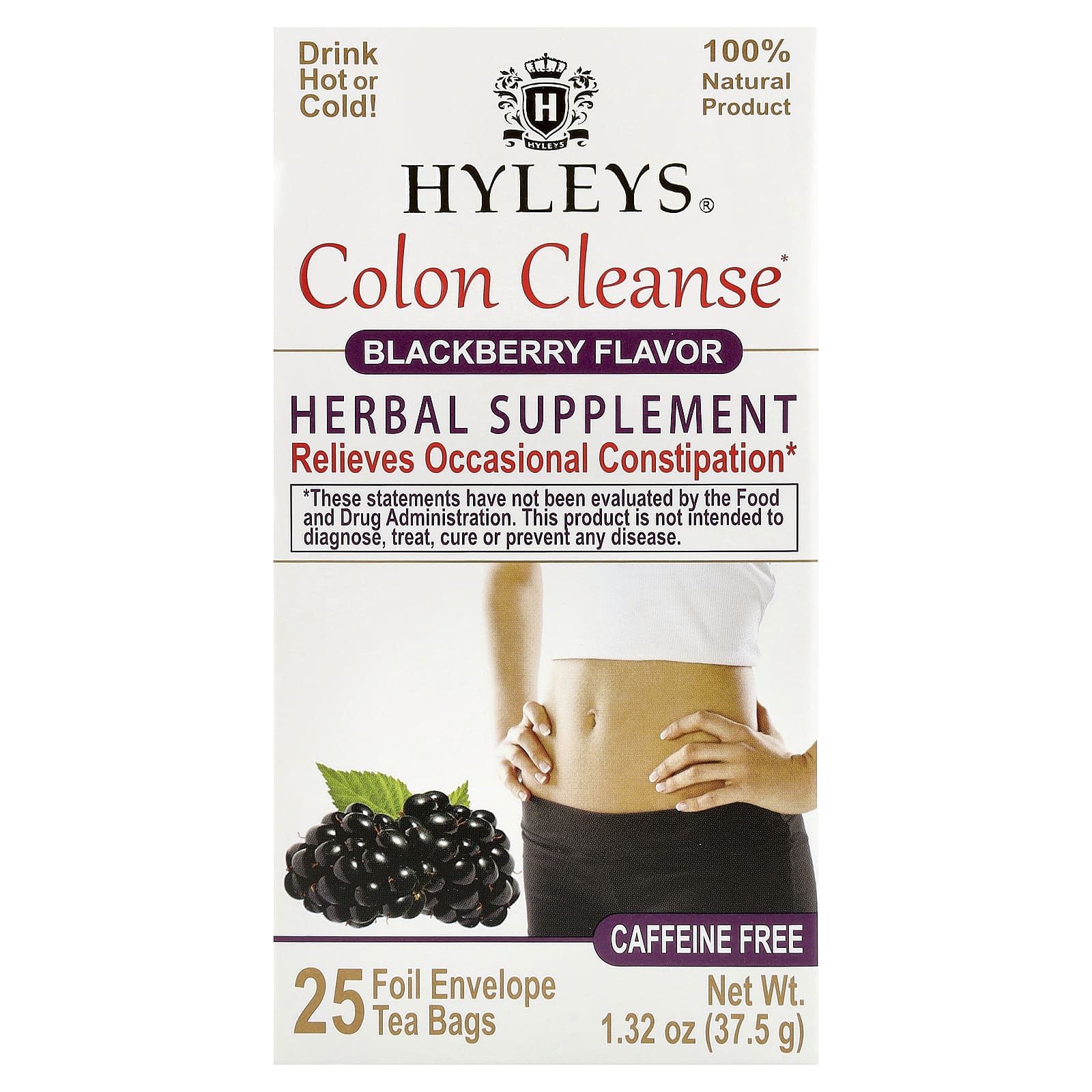 Чайные пакетики Hyleys Tea Colon Cleanse 25, без кофеина, вкус Blackberry, 37.5 г — фото 2