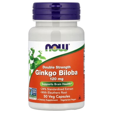 Гинкго билоба NOW Foods With Eleuthero Root, 50 растительных капсул