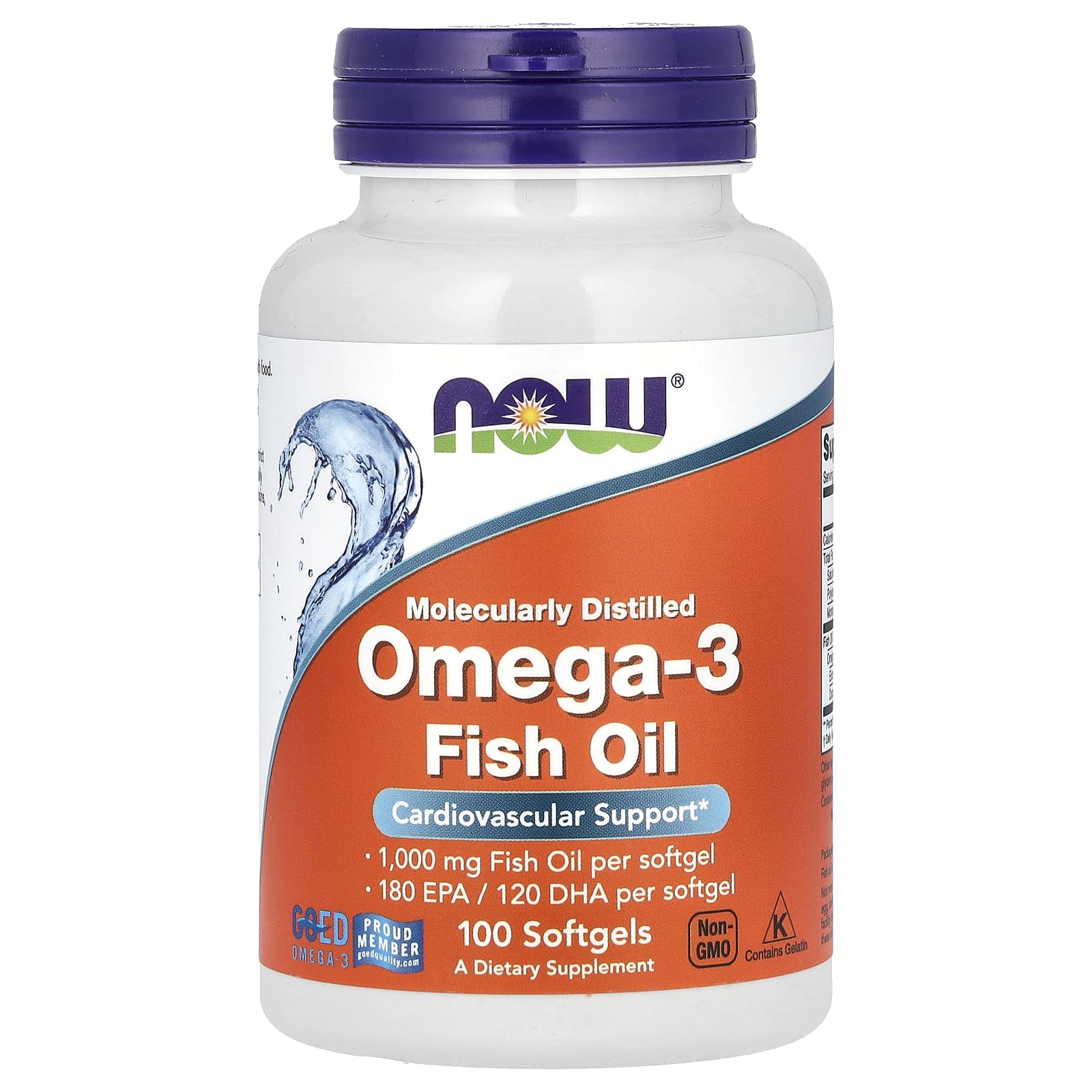Рыбий жир NOW Foods, оттенок 180 EPA - 120 DHA, 1000 мг, 100 мягких капсул
