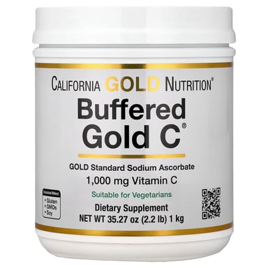 Витамин C California Gold Nutrition Buffered Gold C® Non-Acidic Powder Sodium Ascorbate, 1 кг, порошок