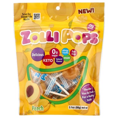 Чистящие леденцы Zollipops, персик, 88 г