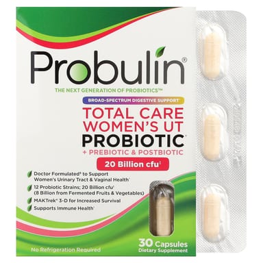 Пребиотик Probulin Total Care Women's UT Probiotic & Postbiotic, 30 капсул