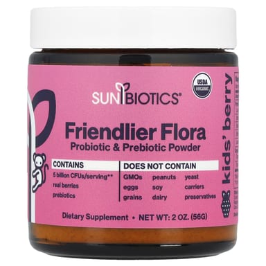 Пребиотик Sunbiotics Friendlier Flora Probiotic & Powder Berry, 5 млрд КОЕ, 56 г, порошок
