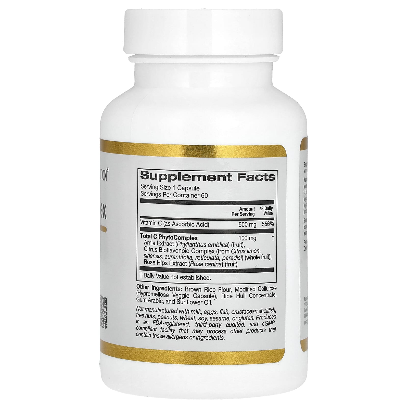 Комплекс California Gold Nutrition Total C with Ascorbic Acid Amla Extract Citrus Bioflavonoids & Rose Hip Extract, 500 мг, 60 растительных капсул — фото 2