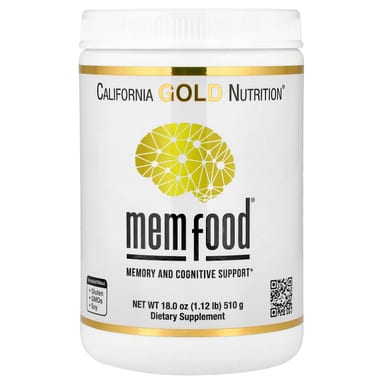 Ежовик гребенчатый California Gold Nutrition MEM Food® Memory & Cognitive Support with MEM Blend L-Serine, Organic Lion's Mane and Blueberry Juice Powder, 510 г, 1., порошок