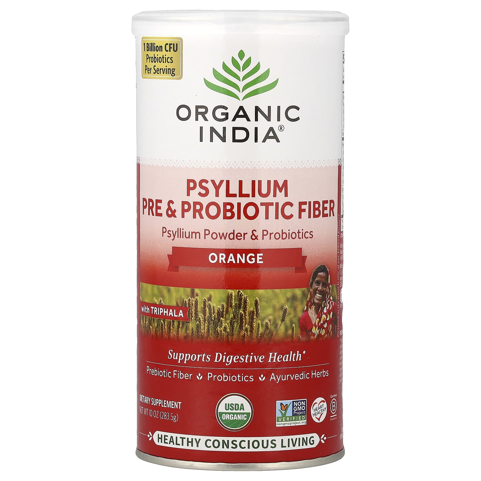 Пробиотик Organic India Psyllium Pre & Fiber, вкус Orange, 283.5 г