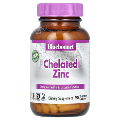 Цинк Bluebonnet Nutrition Chelated, 30 мг, 90 растительных капсул