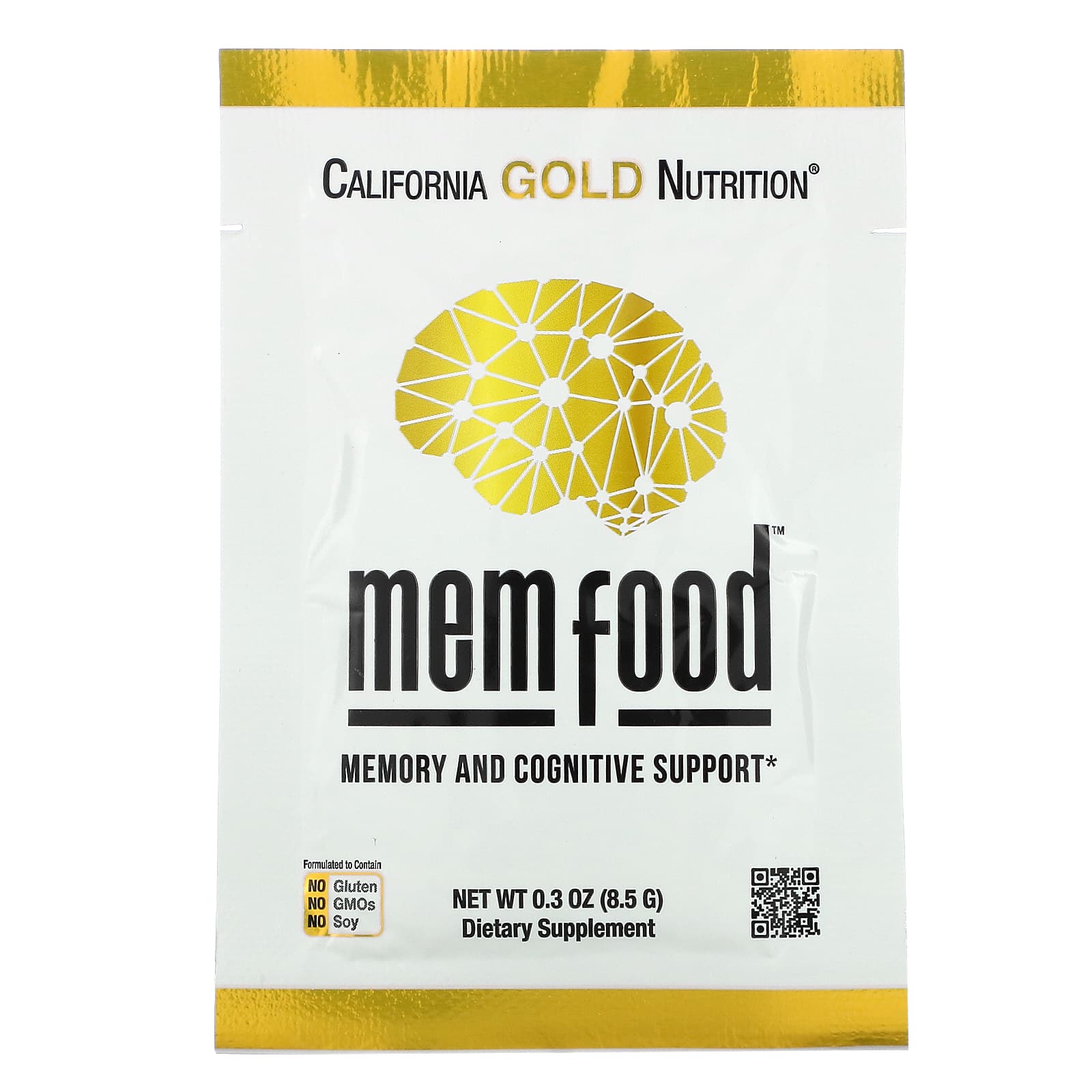 Ежовик гребенчатый California Gold Nutrition MEM Food Memory & Cognitive Support with MEM Blend L-Serine Organic and Blueberry Juice Powder, оттенок 60 Packets, 8.5 г, саше — фото 2