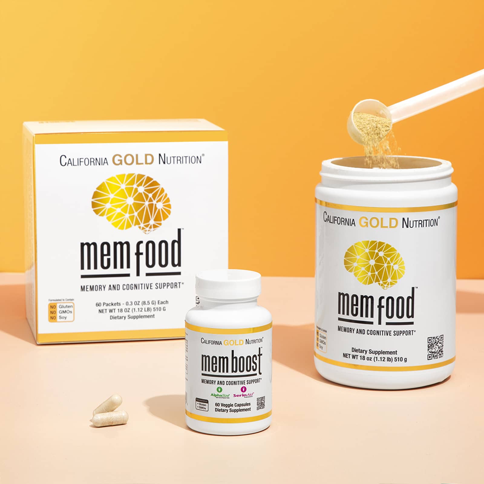 Ежовик гребенчатый California Gold Nutrition MEM Food Memory & Cognitive Support with MEM Blend L-Serine Organic and Blueberry Juice Powder, оттенок 60 Packets, 8.5 г, саше — фото 4
