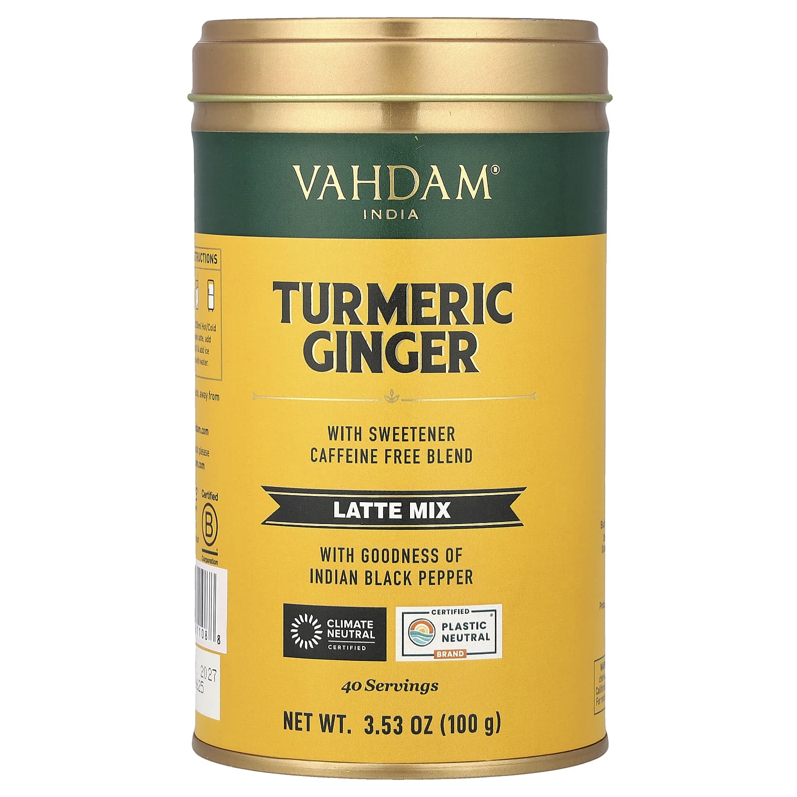 Куркума VAHDAM India Latte Mix Ginger, без кофеина, 100 г
