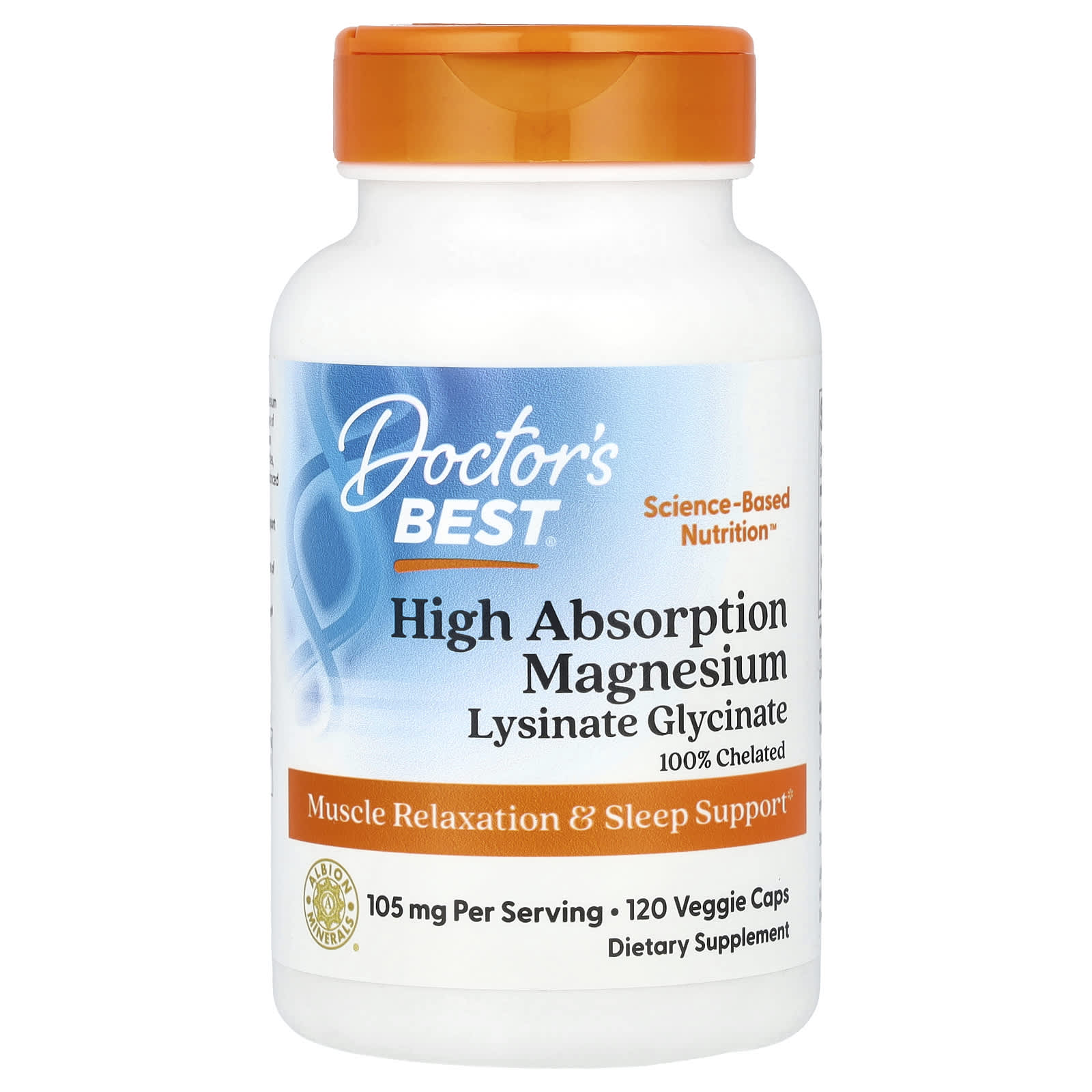 Магний Doctor's Best High Absorption, 52.5 мг, 120 растительных капсул