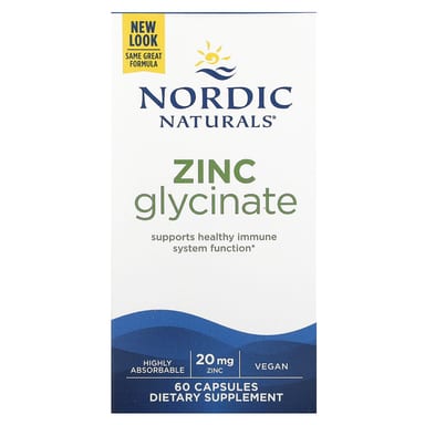 Цинк Nordic Naturals Glycinate, 20 мг, 60 капсул