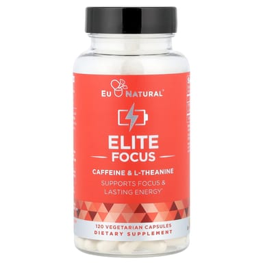 L-теанин Eu Natural Elite Focus Caffeine & L-Theanine, 120 растительных капсул