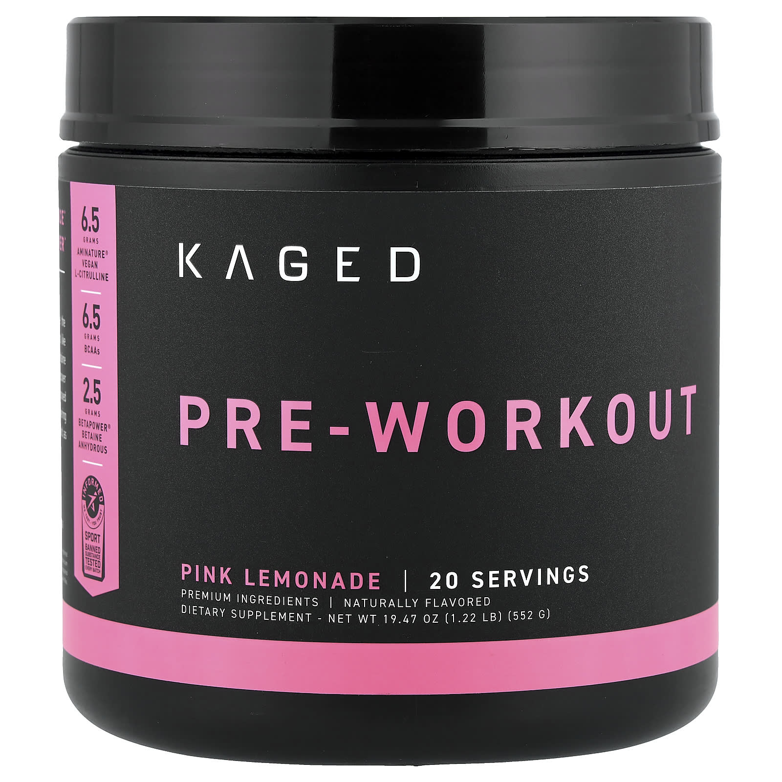 Предтренировочный комплекс Kaged, вкус Pink Lemonade, 552 г, 1.