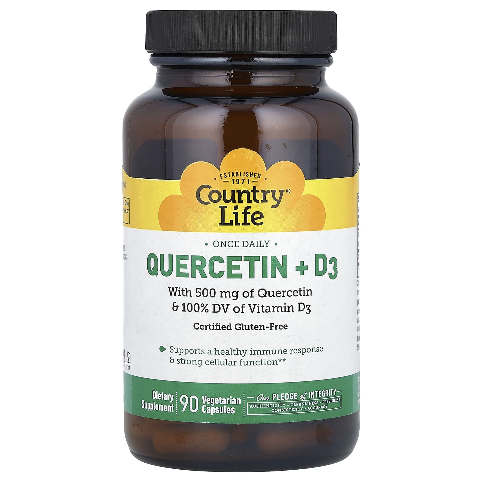 Кверцетин Country Life D3, 90 растительных капсул
