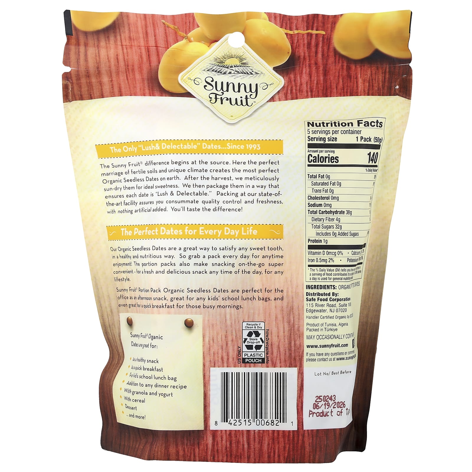 Финики органические Sunny Fruit, 5 порционных упаковок по 50 г — фото 2