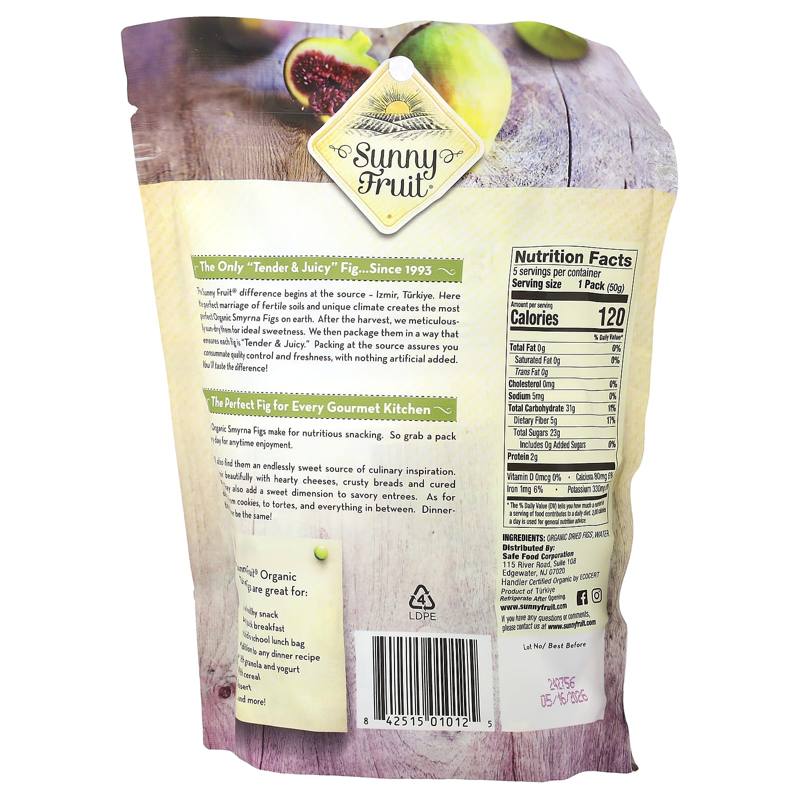Сушёный инжир Sunny Fruit Organic 5 Portion Packs, 50 г — фото 2
