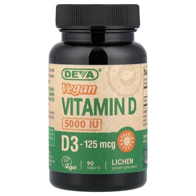 Витамин D3 Deva Vegan, 125 мкг (5000 МЕ), 90 таблеток