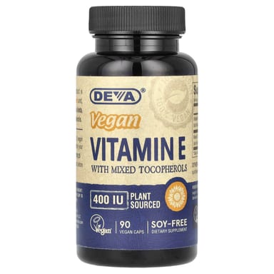 Витамин E Deva Vegan with Mixed Tocopherols 90 Vegan Caps, 400 МЕ