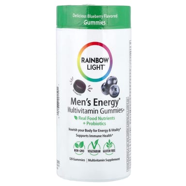 Мультивитамины Rainbow Light Men's Energy Gummies, вкус Delicious Blueberry, 120 жевательных пастилок