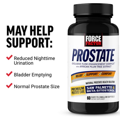 Комплекс для поддержки простаты Force Factor Prostate Natural Solution 60 Easy-To-Swallow, мягкие капсулы