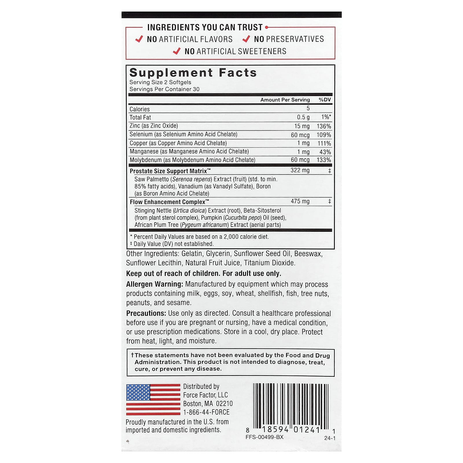 Комплекс для поддержки простаты Force Factor Prostate Natural Solution 60 Easy-To-Swallow, мягкие капсулы — фото 8