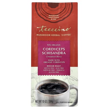 Кордицепс Teeccino Mushroom Herbal Coffee Schisandra Medium Roast, без кофеина, вкус Cinnamon Berry, 284 г