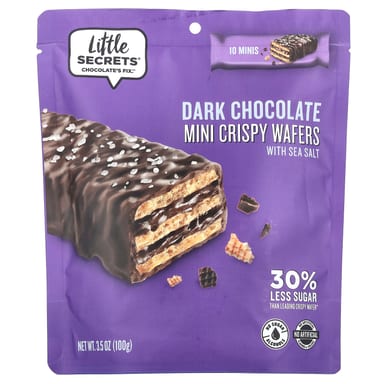 Темный шоколад Little Secrets Mini Crispy Wafers, вкус Dark Chocolate With Sea Salt, 100 г