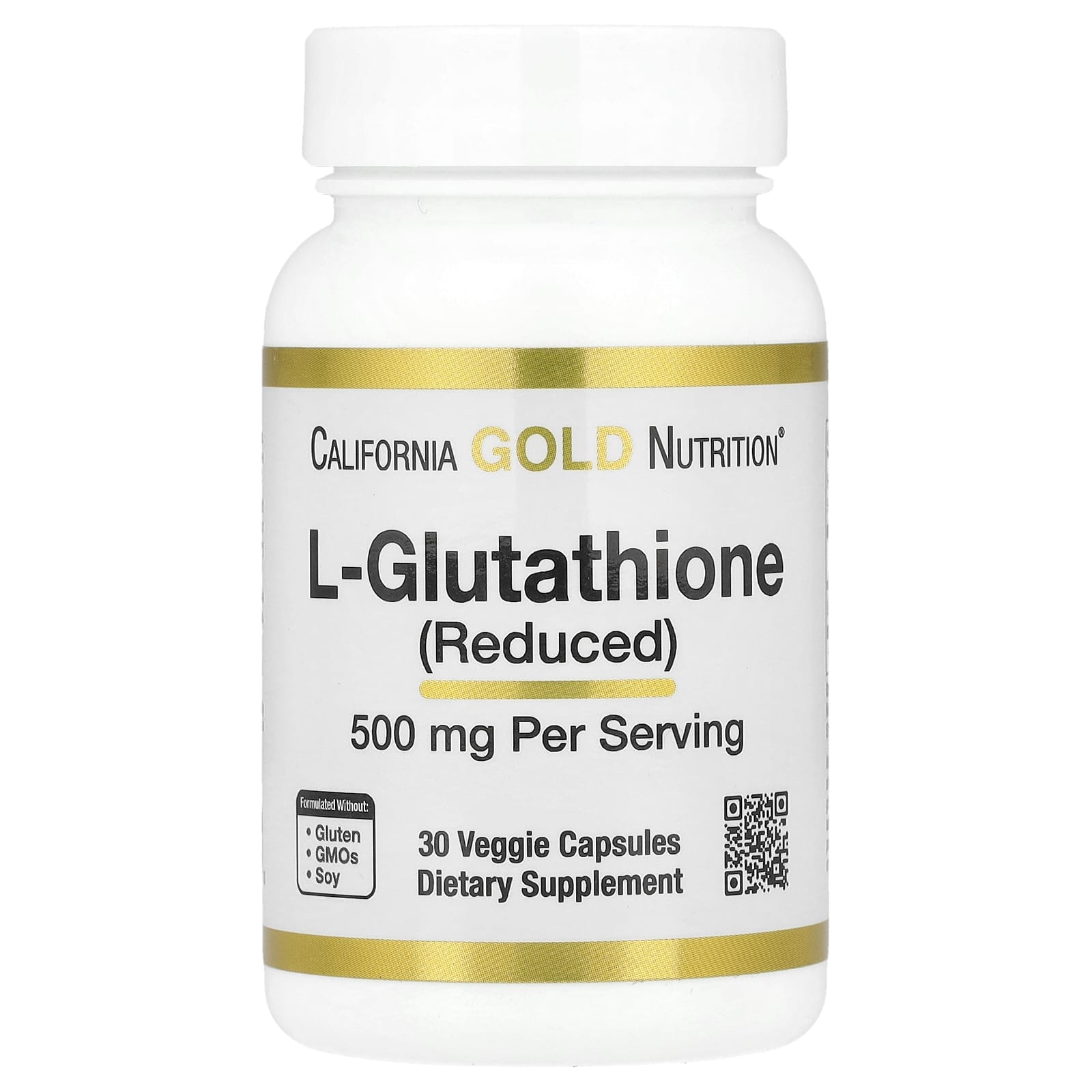 Глутатион California Gold Nutrition L- (Reduced), 500 мг, 30 растительных капсул