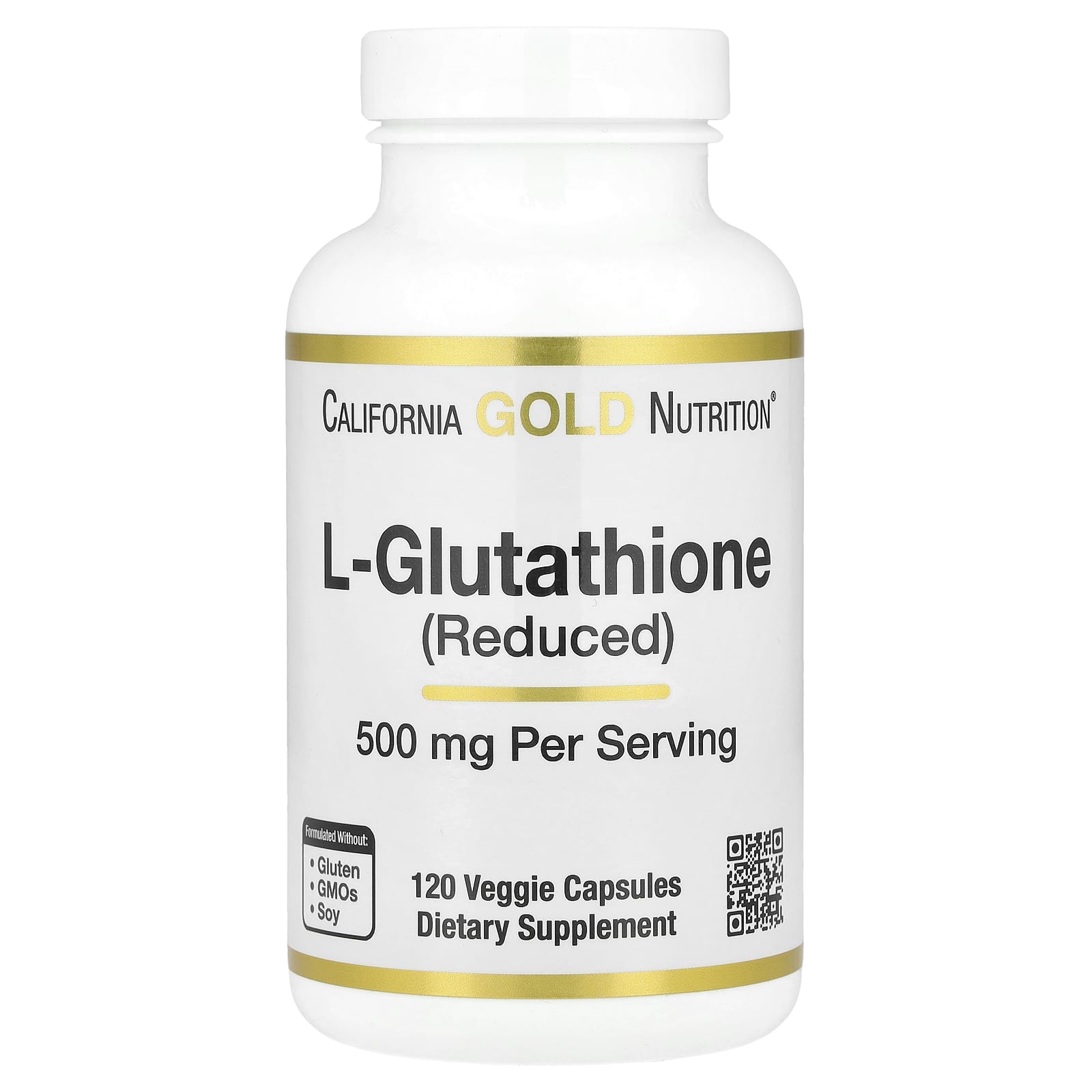 Глутатион California Gold Nutrition L- (Reduced), 500 мг, 120 растительных капсул
