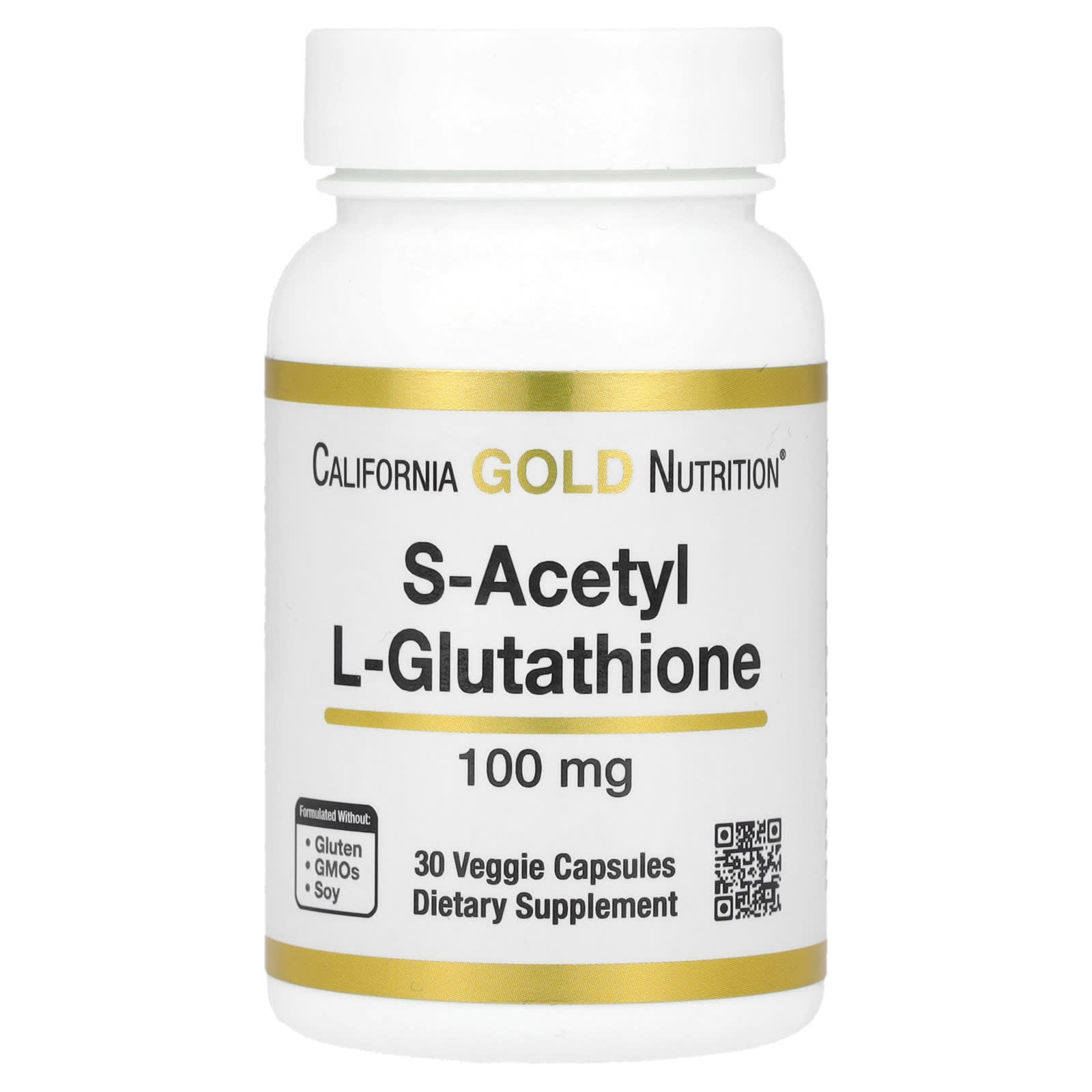 Глутатион California Gold Nutrition S-Acetyl L-, 100 мг, 30 растительных капсул